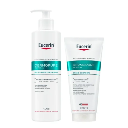 Kit Eucerin Dermo Pure Gel de Limpeza Facial Concentrado 400g + Creme Corporal Efeito Triplo 200ml